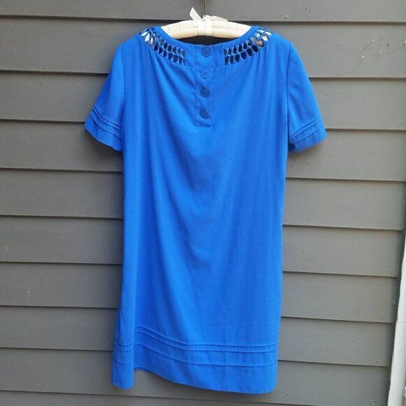 Gianni Bini Blue Cut Out Collar Short Sleeve Dress Size Large - Picture 4 of 9